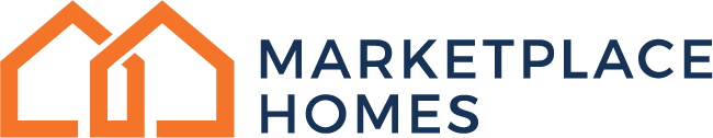 marketplace homes logo with two interlinked orange hexagonal houses