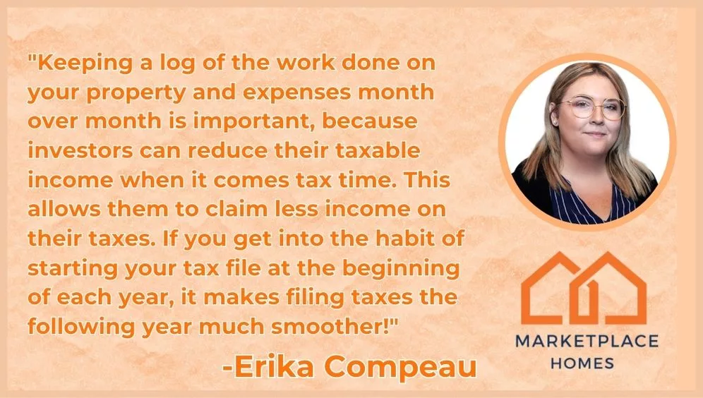 erika Compeau Quote about taxes in real estate with a photo of erika