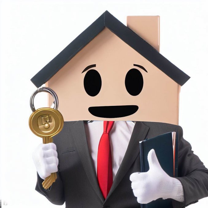 a real estate agent with a house for a head, ai generated