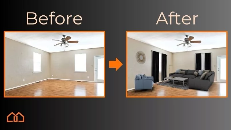 before and after virtual home staging photos